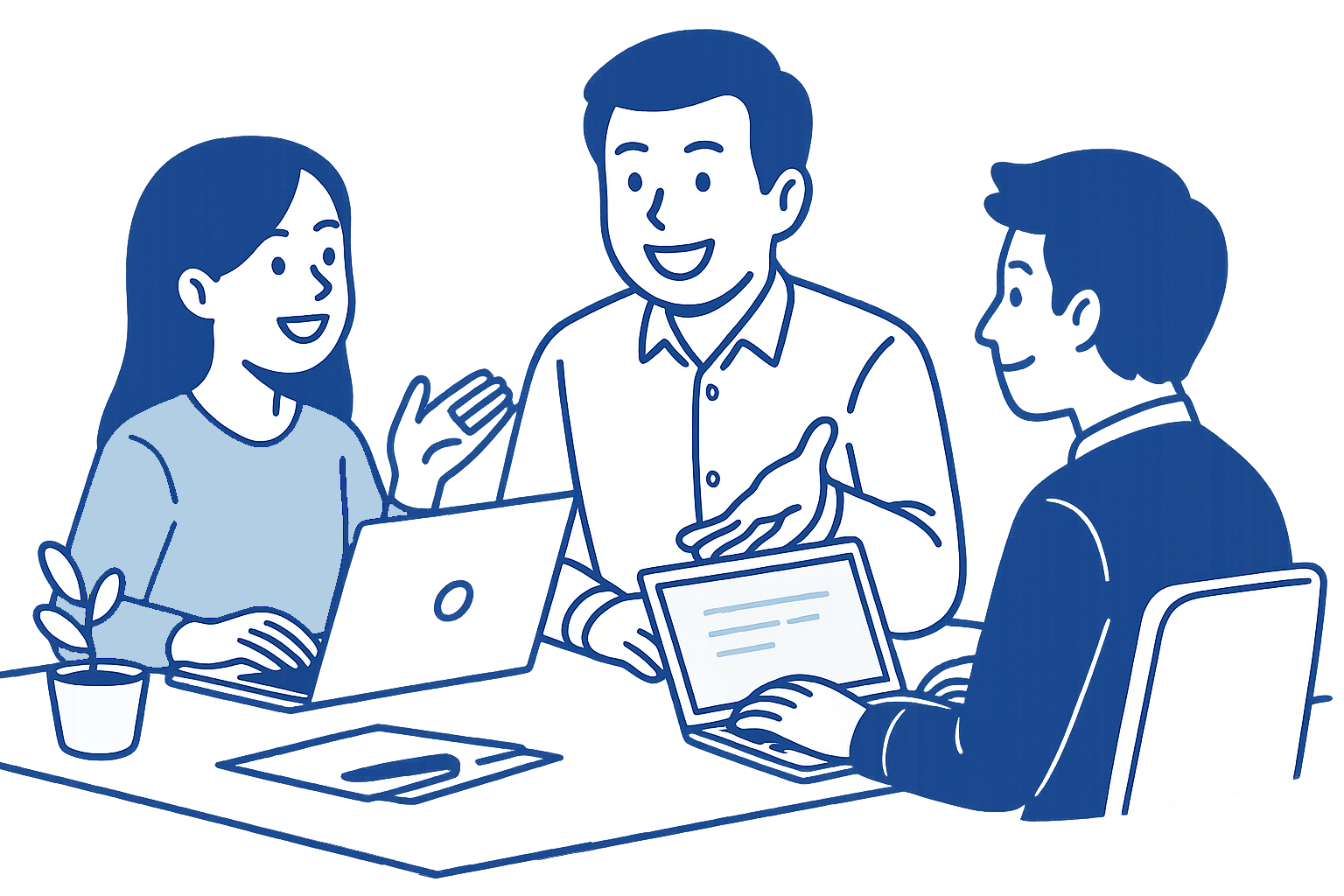 協力して働くチームメンバーたち