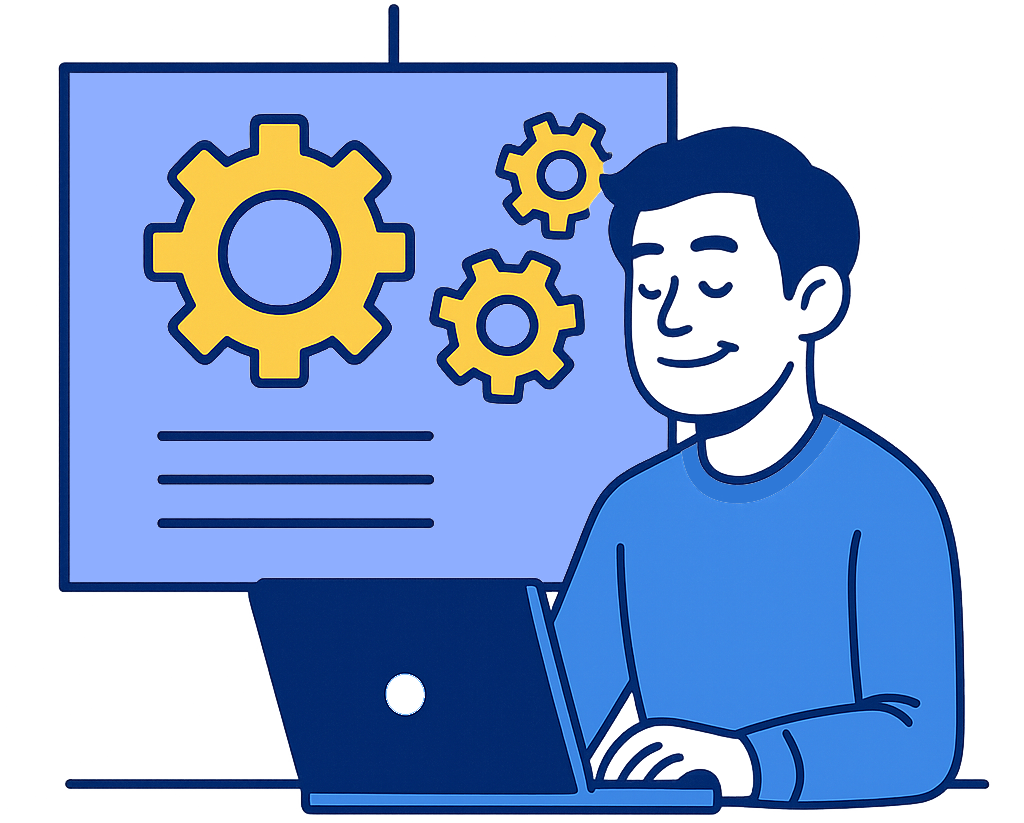 AIの基礎を学ぶビジネスマン