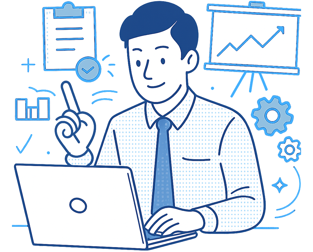 実践的なAI活用を行うビジネスマン