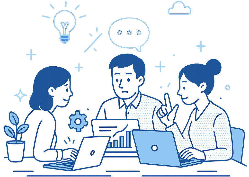 チームで協力してAIを活用する様子